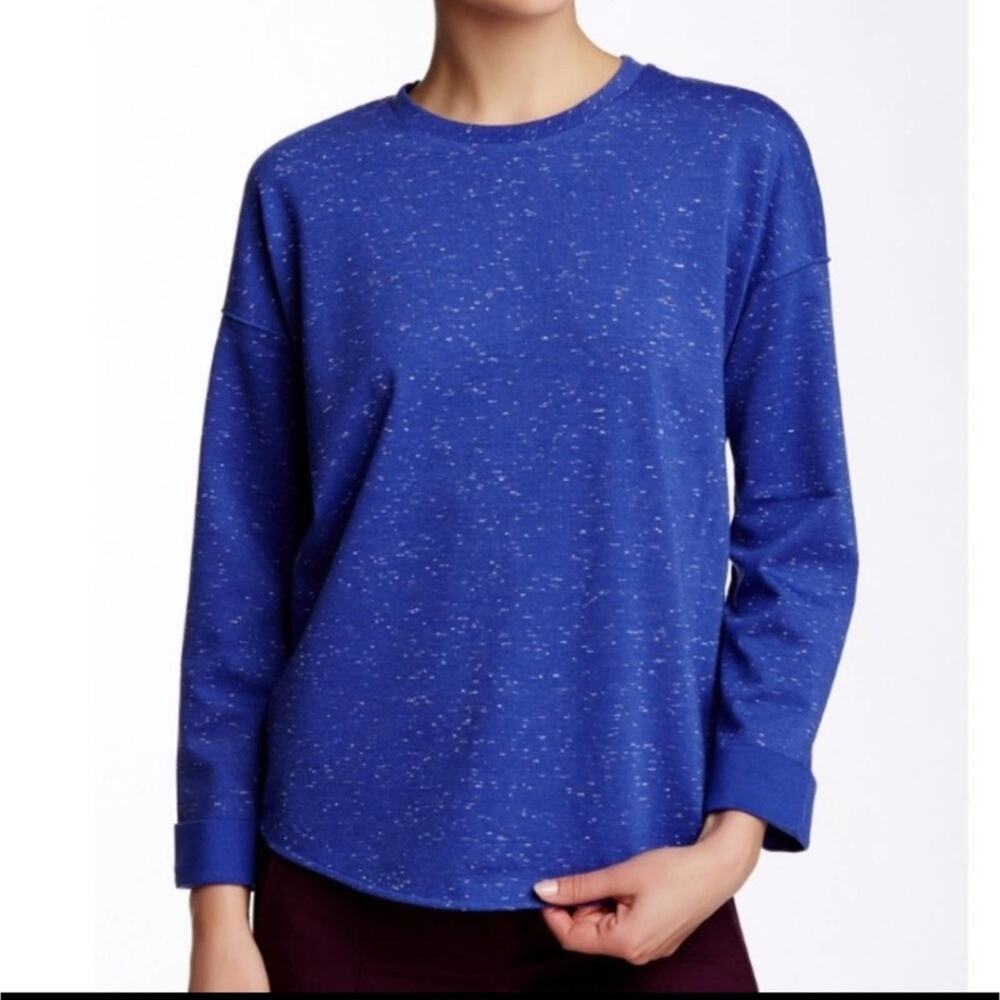 Vince Blue Speckled Long Sleeve Zipper Back Top S
